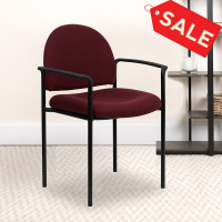 Flash Furniture Burgundy Fabric Stacking Chair with Arms BT-516-1-BY-GG